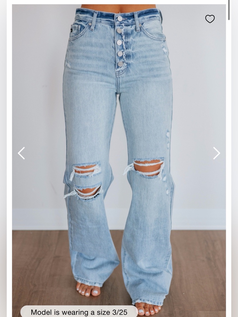 Kancan Isabelle High-Rise Distressed Wide-Leg Jeans - Light Blue | size 1 (24)